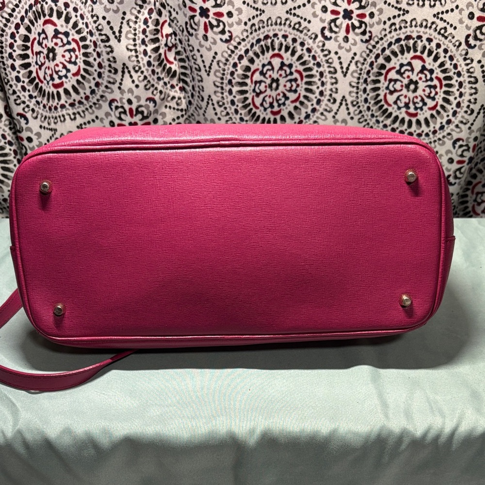 Furla Fuchsia Pink Saffiano Leather Gialla Satchel Handbag Crossbody EUC - Picture 5 of 14